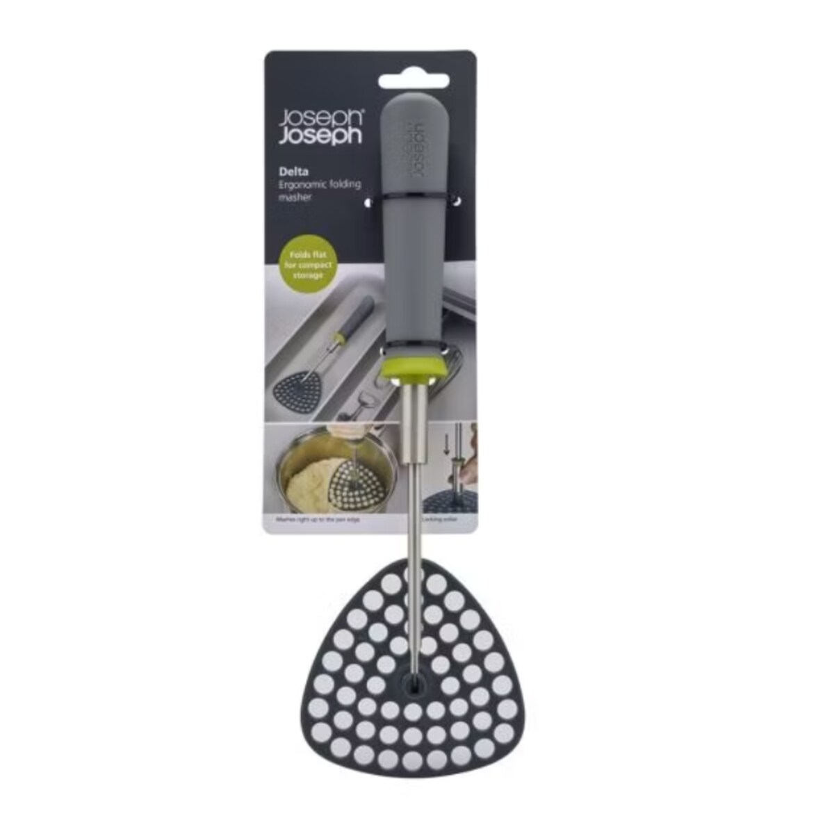 Składany tłuczek do ziemniaków grafitowo-zielony Delta, 30.5 x 10 x 3.3 cm, Joseph Joseph