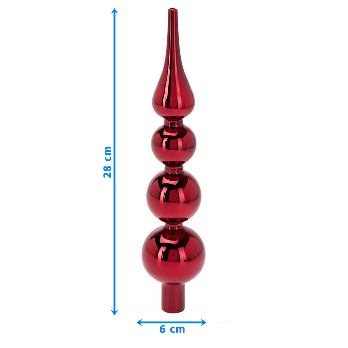 Czubek Na Choinkę Szpic Dekoracja Świąteczna Ozdobna Szklana 28 Cm Czerwona