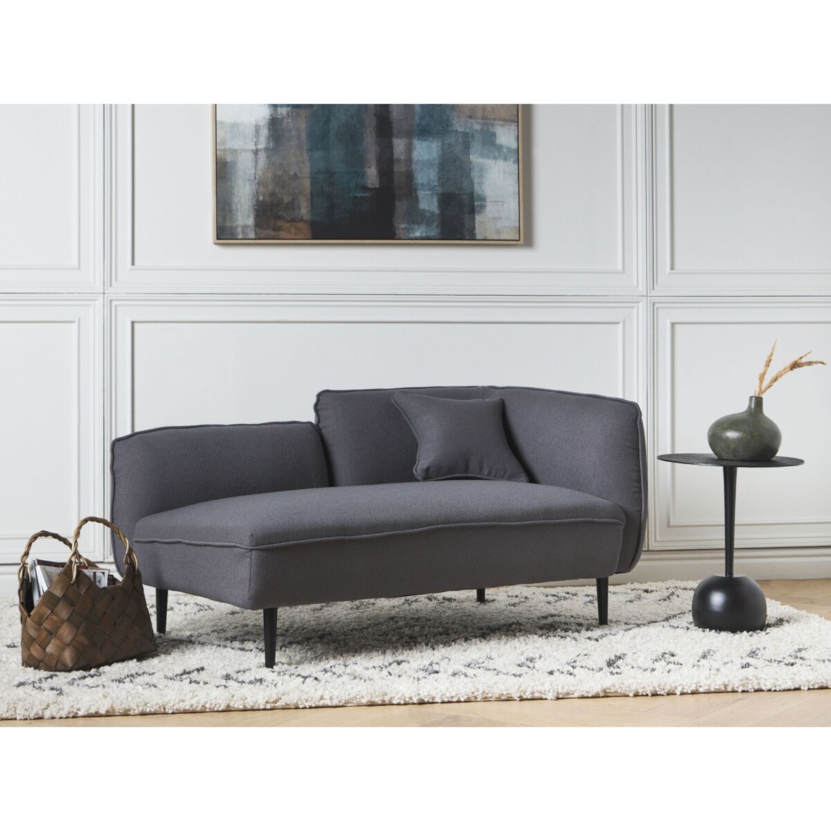 Szezlong boucle prawostronny ciemnoszary CHEVANNES