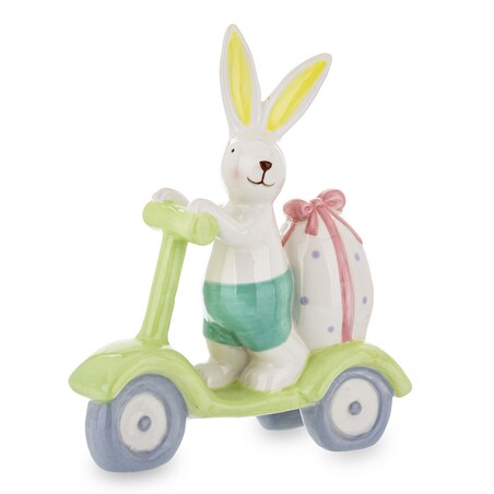 Dekoracja - króliczek na hulajnodze 19x6,5x15 cm z pisanką