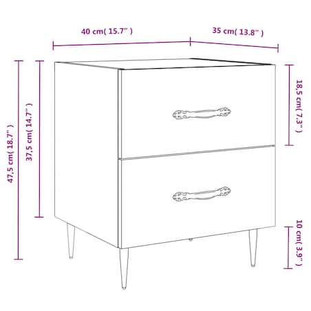 vidaXL Szafka nocna, biała, 40x35x47,5 cm, materiał drewnopochodny