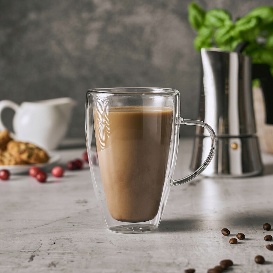 KUBEK SZKLANKA 2 x 280 ml PODWÓJNA ŚCIANKA termiczne szkło na kawę herbatę