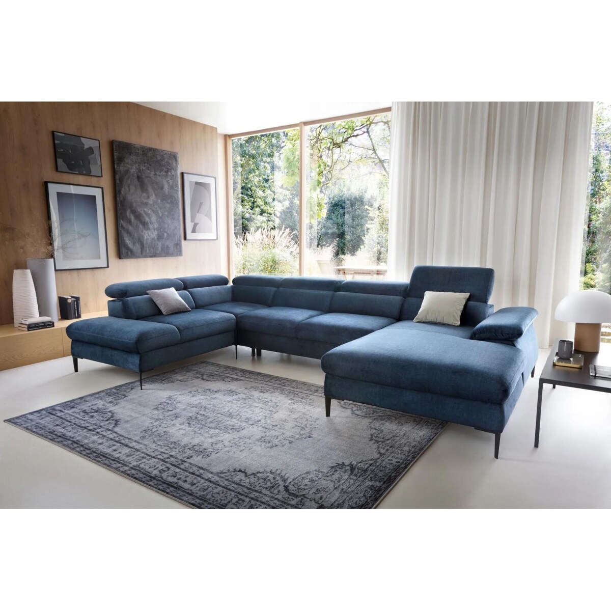 Narożnik z funkcją spania SIMON U2 granatowy prawy/lewy