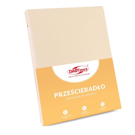 Prześcieradło bawełniane bez gumki 200x220 + dodatkowe 5cm po bokach jasno beżowe