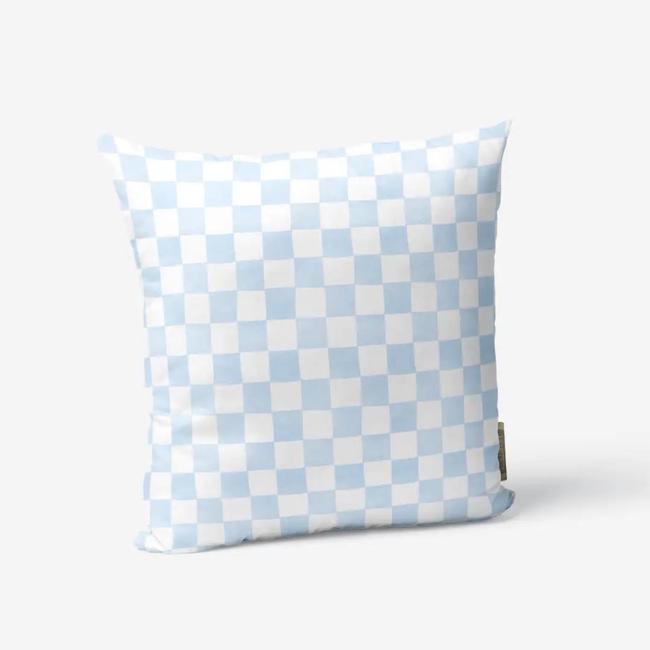 Poduszka świąteczna - błękitna krata