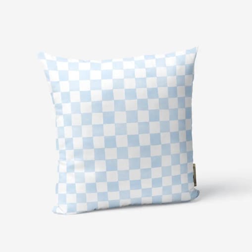 Poduszka świąteczna - błękitna krata