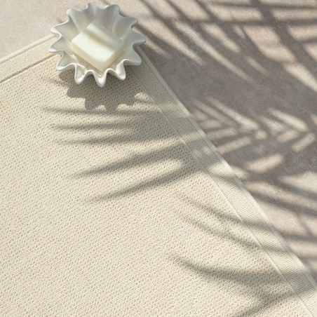 Dywanik łazienkowy Lino 73x135 cm bawełniany ramka beżowy