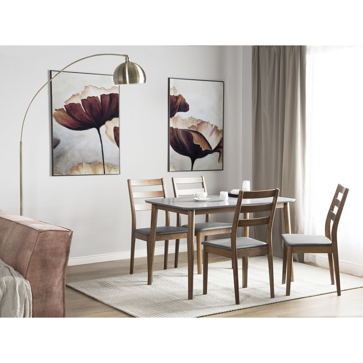 Stół do jadalni 118 x 77 cm ciemne drewno z szarym MODESTO