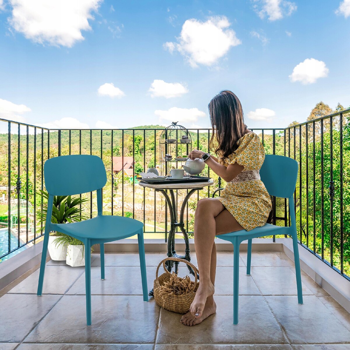 Krzesło ogrodowe plastikowe LARA marine