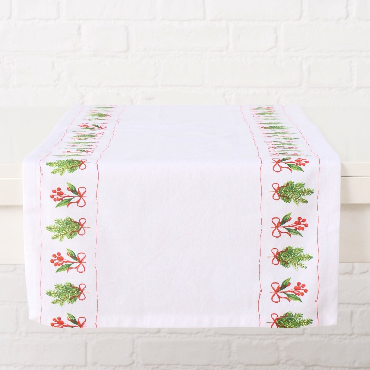 Bieżnik z jemiołą NOELLE, 140 cm, bawełniany