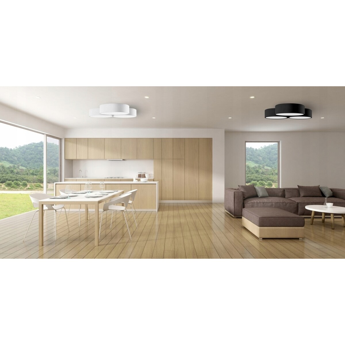 Lampa Sufitowa Plafon Potrójny Żyrandol Czarny E27