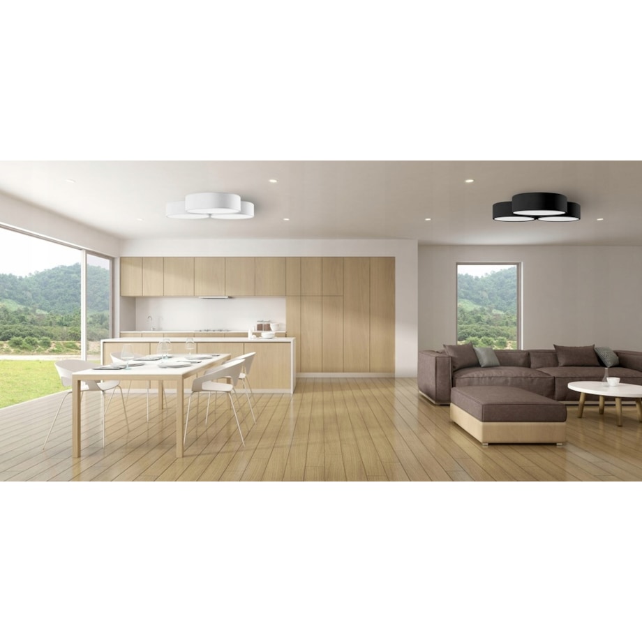 Lampa Sufitowa Plafon Potrójny Żyrandol Czarny E27