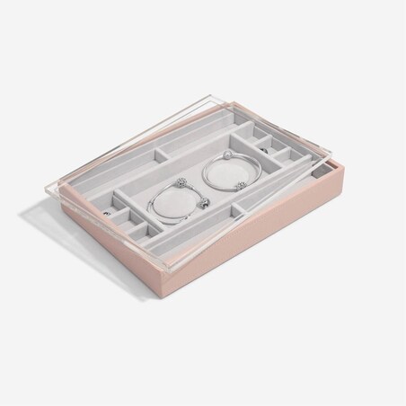 Szkatułka na charmsy Stackers jasnoróżowa z przegródkami i pokrywką