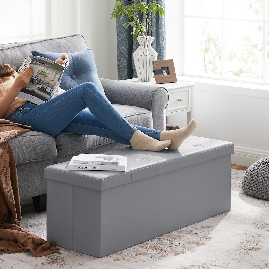 Pufa Siedzisko do sypialni pokoju przedpokoju Jasnoszary