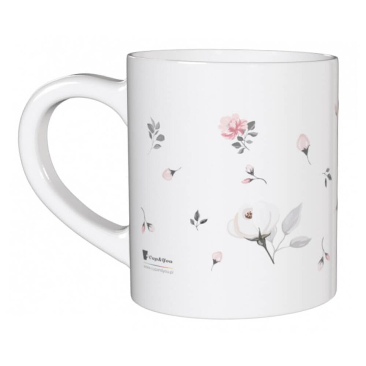 Porcelanowy kubek z uchwytem RÓŻANY OGRÓD do kawy herbaty czekolady 250ml - prezent upominek dla kobiety mamy koleżanki dziewczyny żony babci