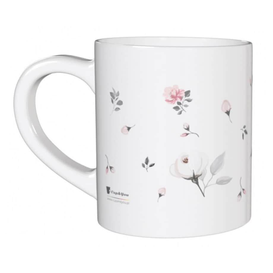 Porcelanowy kubek z uchwytem RÓŻANY OGRÓD do kawy herbaty czekolady 250ml - prezent upominek dla kobiety mamy koleżanki dziewczyny żony babci