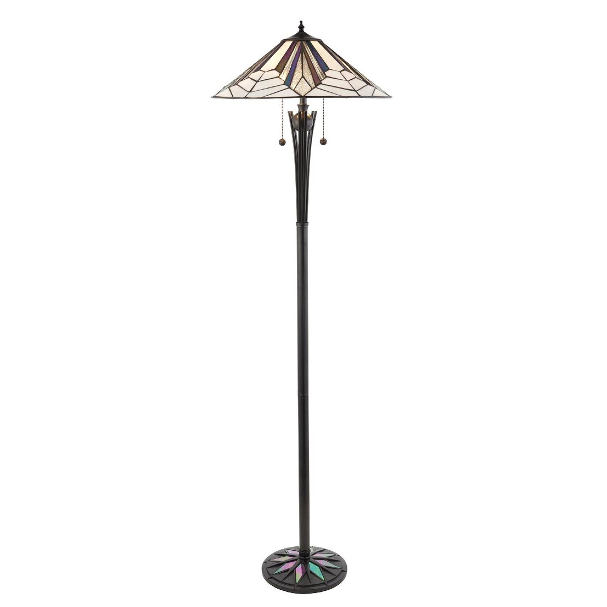 Stojąca lampa Tiffany Astoria 63934 Endon witraż włącznik czarny