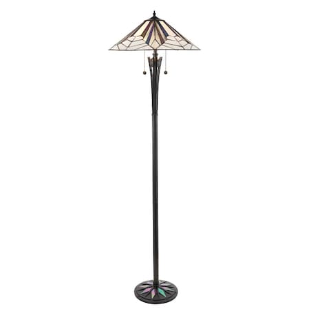 Stojąca lampa Tiffany Astoria 63934 Endon witraż włącznik czarny
