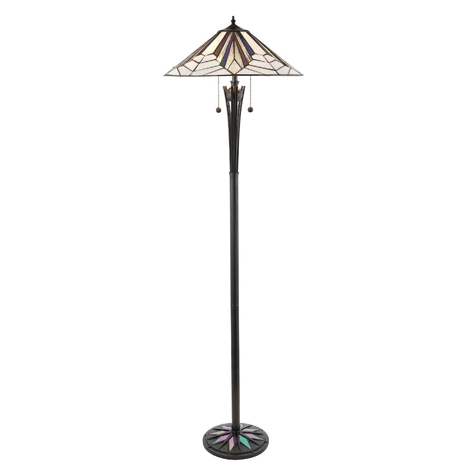 Stojąca lampa Tiffany Astoria 63934 Endon witraż włącznik czarny