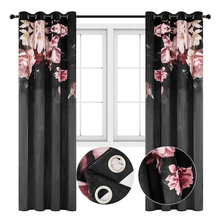 Zasłona welurowa Black Roses 140x250 cm
