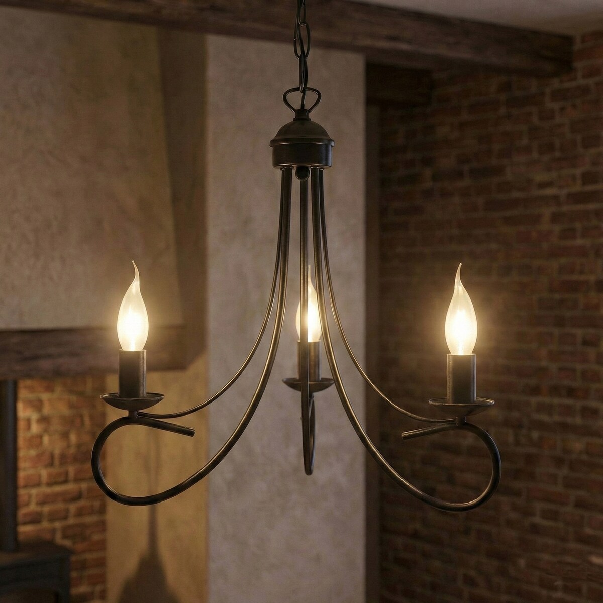 czarna lampa wisząca świecznikowa 3 punktowa edylit do salonu