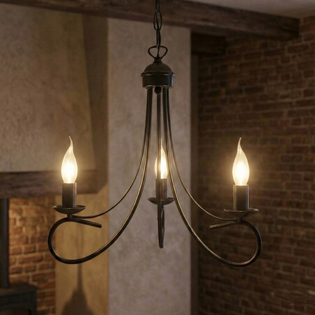 czarna lampa wisząca świecznikowa 3 punktowa edylit do salonu