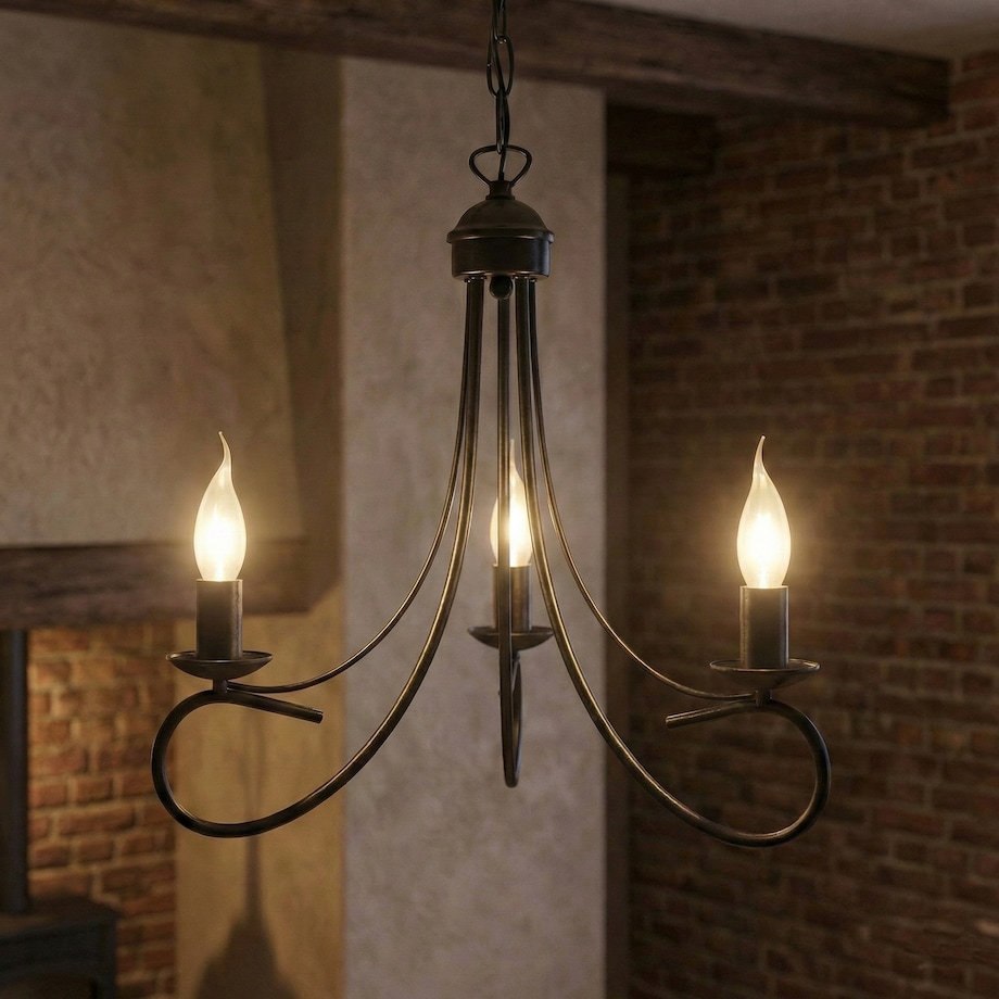 czarna lampa wisząca świecznikowa 3 punktowa edylit do salonu
