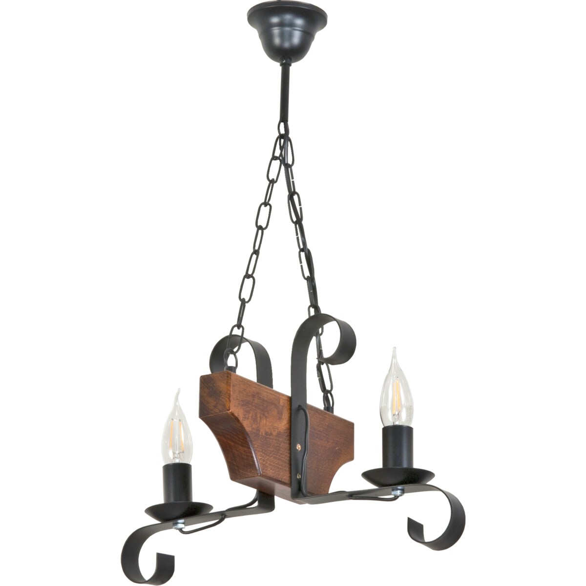 drewniana lampa wisząca 2 punktowa edylit vintage