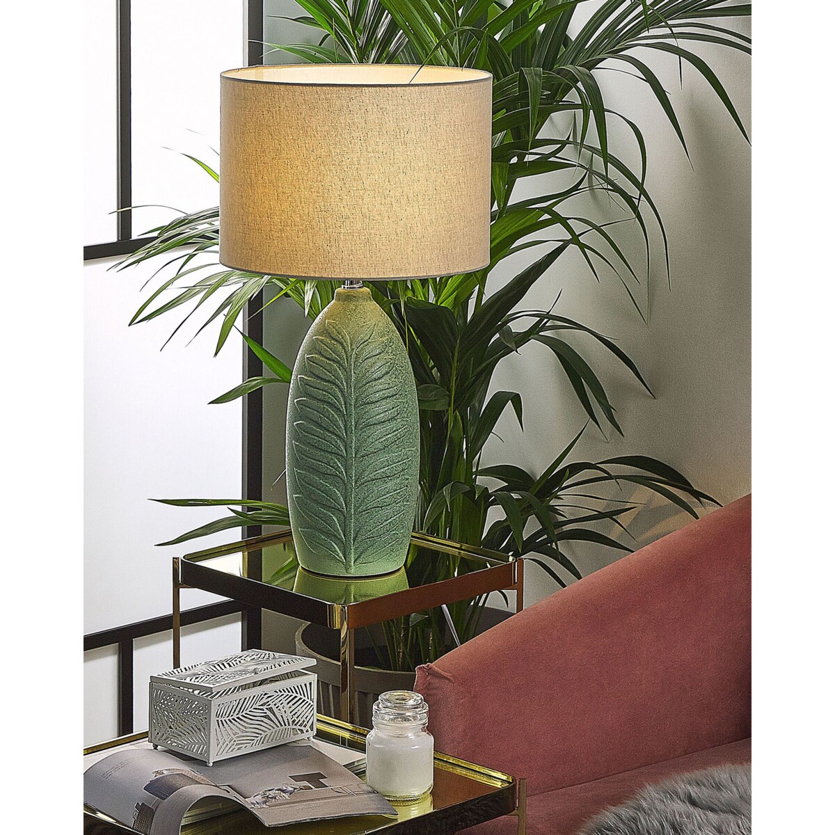 Lampa stołowa ceramiczna zielona OHIO