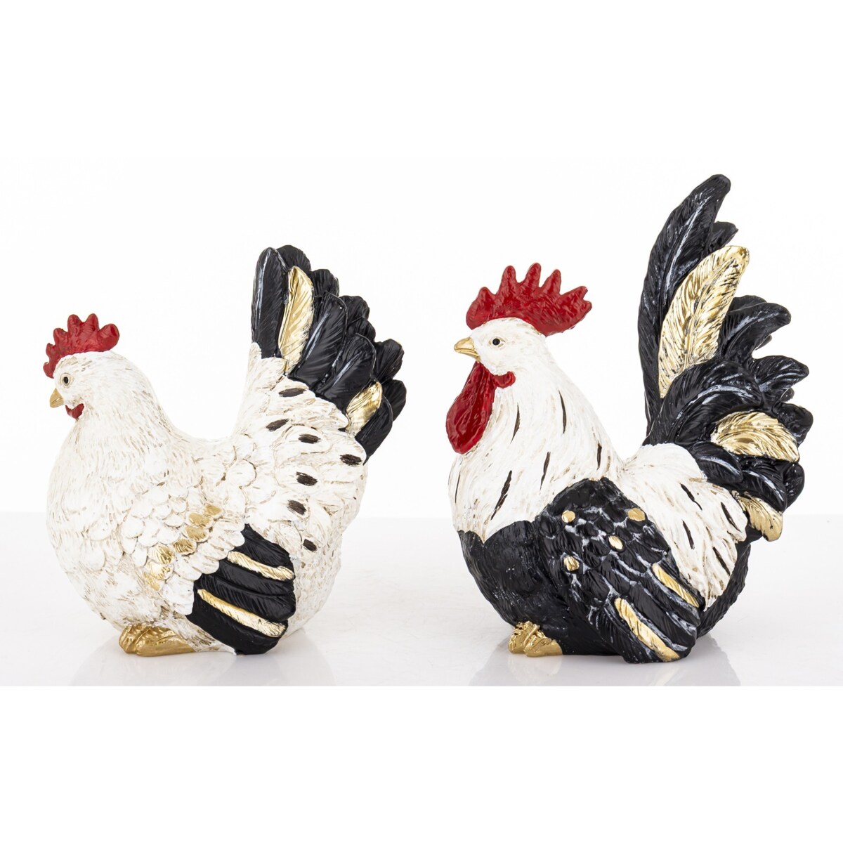 Dekoracja - kolorowa KURA I KOGUT 17x8x13 i 14x7,5x13 cm PLOMFEE - 2