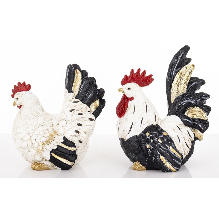 Dekoracja - kolorowa KURA I KOGUT 17x8x13 i 14x7,5x13 cm PLOMFEE - 2