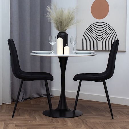 Stół okrągły 80cm biały blat nowoczesny minimalistyczny