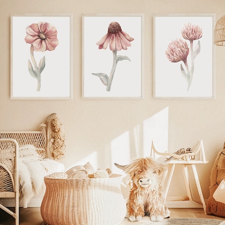 3 x plakat dla dzieci | kwiaty zestaw 3 40x50