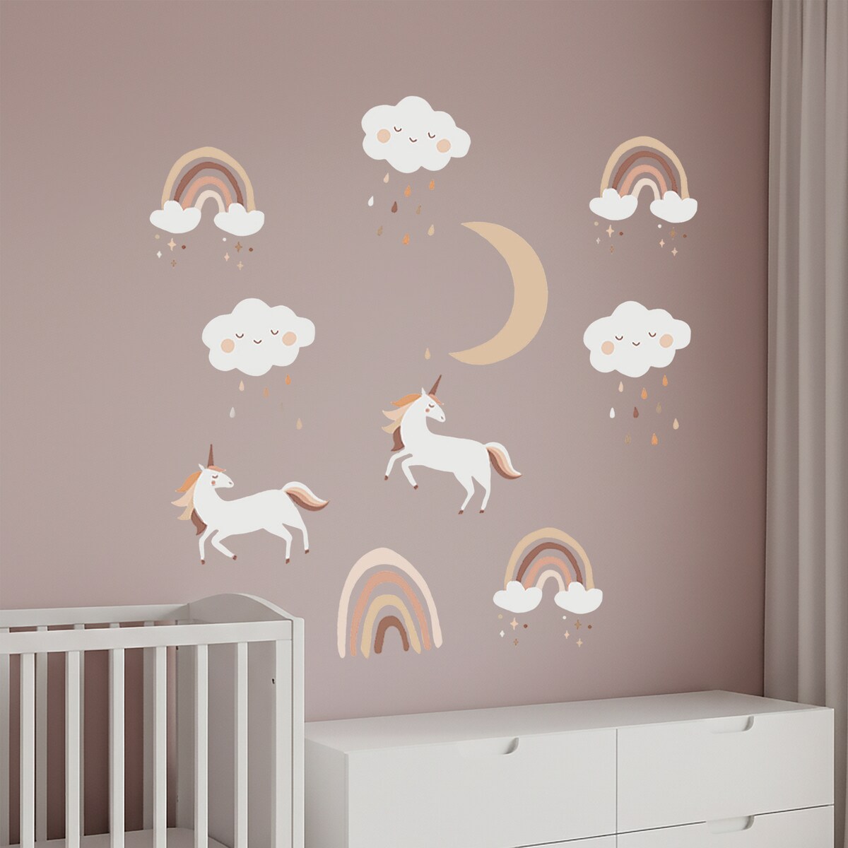 naklejki na ścianę do pokoju dziecka, sipo, jednorożce boho