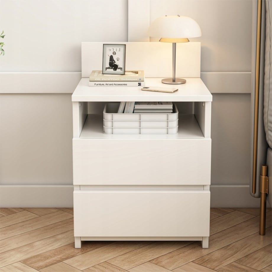 Szafka nocna stolik sypialnia komoda 2 szuflady biała loft nowoczesna 40cm