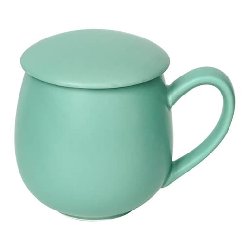 Kubek z zaparzaczem i pokrywką zielony matowy - ekstra zestaw do przygotowania herbaty, naparu, perfekcyjny podarunek prezent dla mamy, taty, babci, dziadka