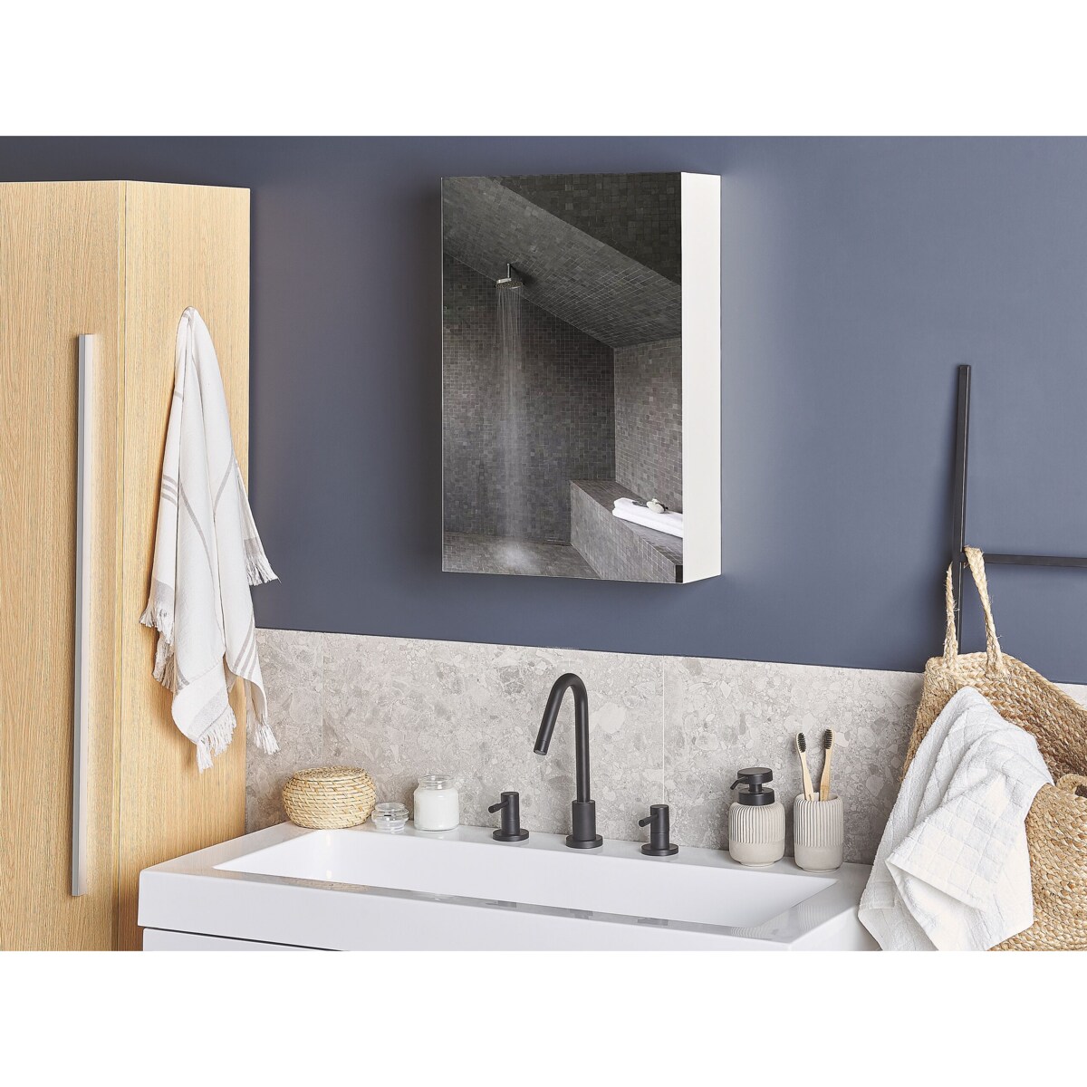 Szafka wisząca łazienkowa z lustrem PRIMAVERA 40 cm 60 cm Biały