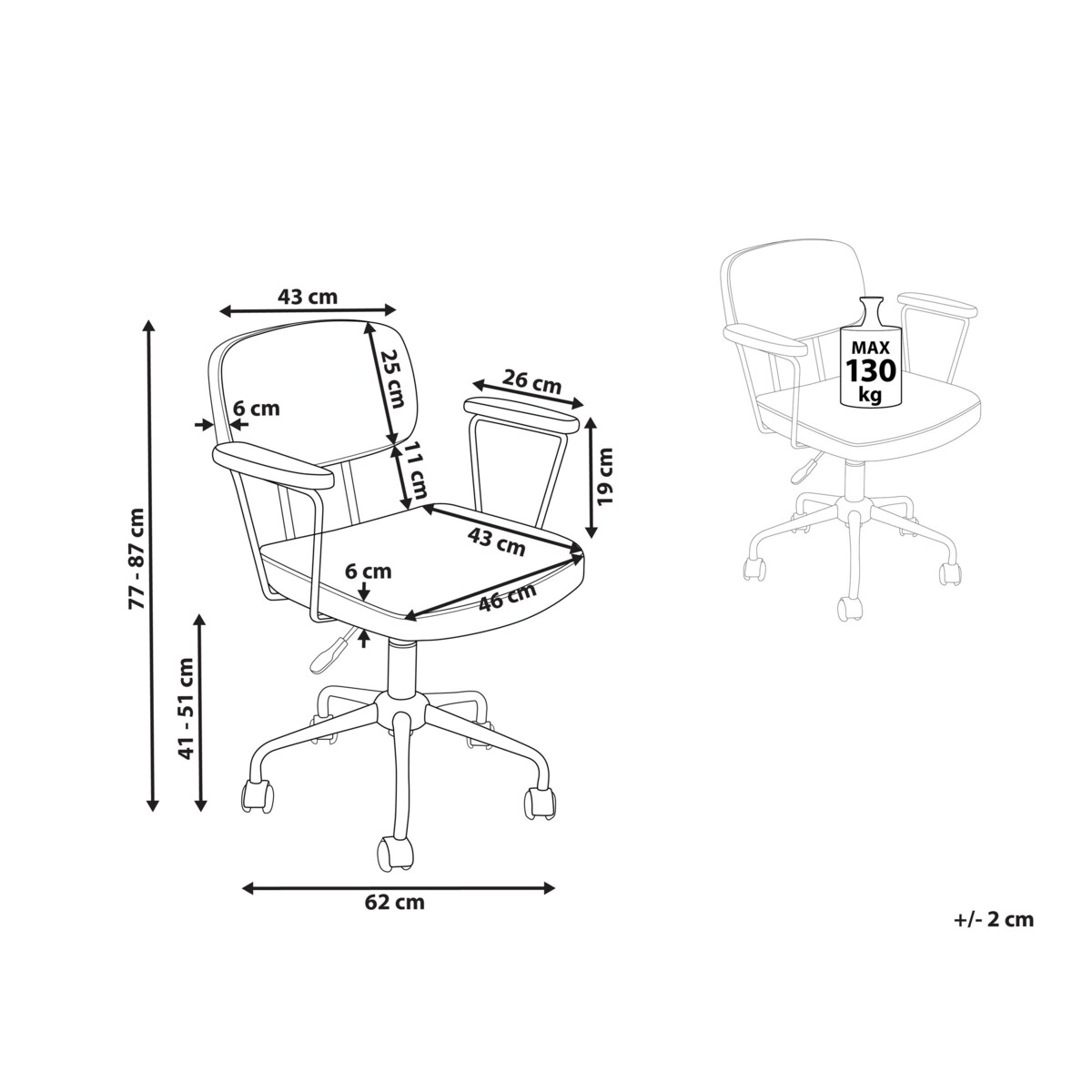 Krzesło biurowe regulowane ekoskóra ciemnobrązowe ALGERITA