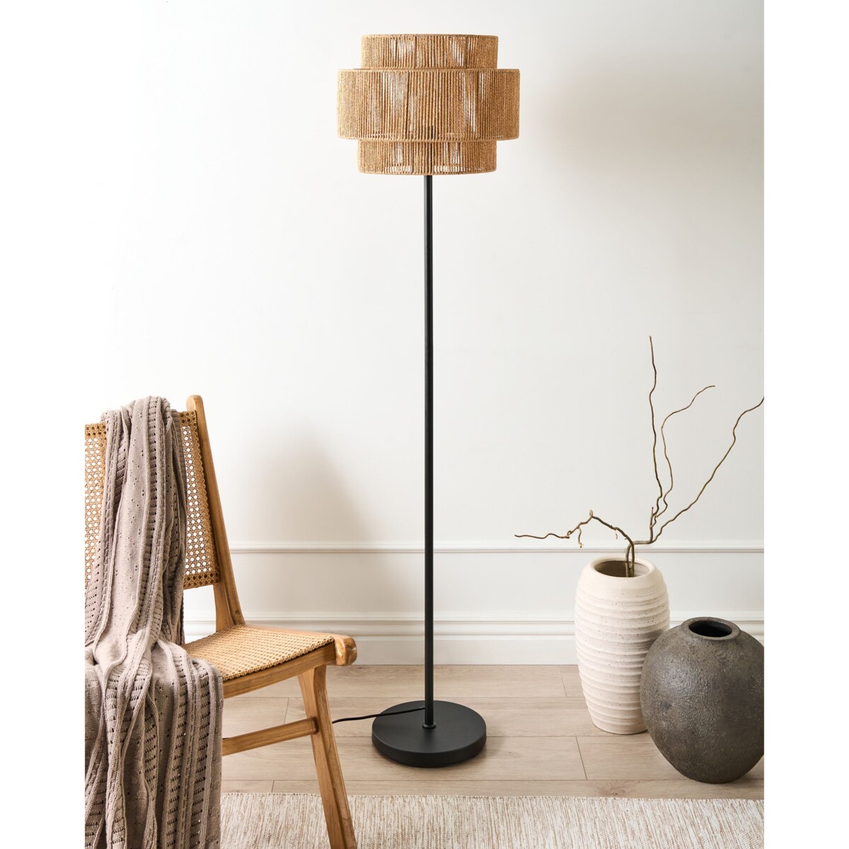 Lampa podłogowa WOKIRO Papierowy sznurek Naturalny