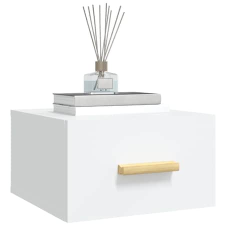 vidaXL Wisząca szafka nocna, biała, 35x35x20 cm