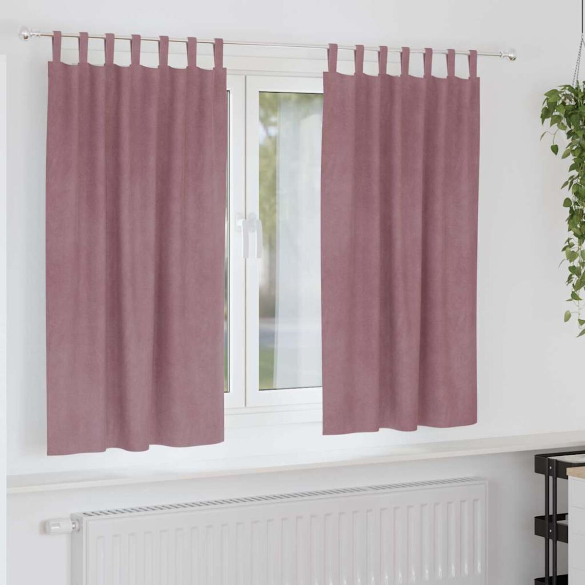 vidaXL Zasłony z zasłonami 2 pcs Ciemnoróżowy 140 x 175 cm Aksamit