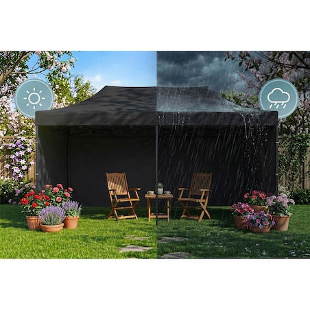 Pawilon ogrodowy Plonos PL-301 altana namiot handlowy imprezowy 3x6x3m 3 ściany czarny
