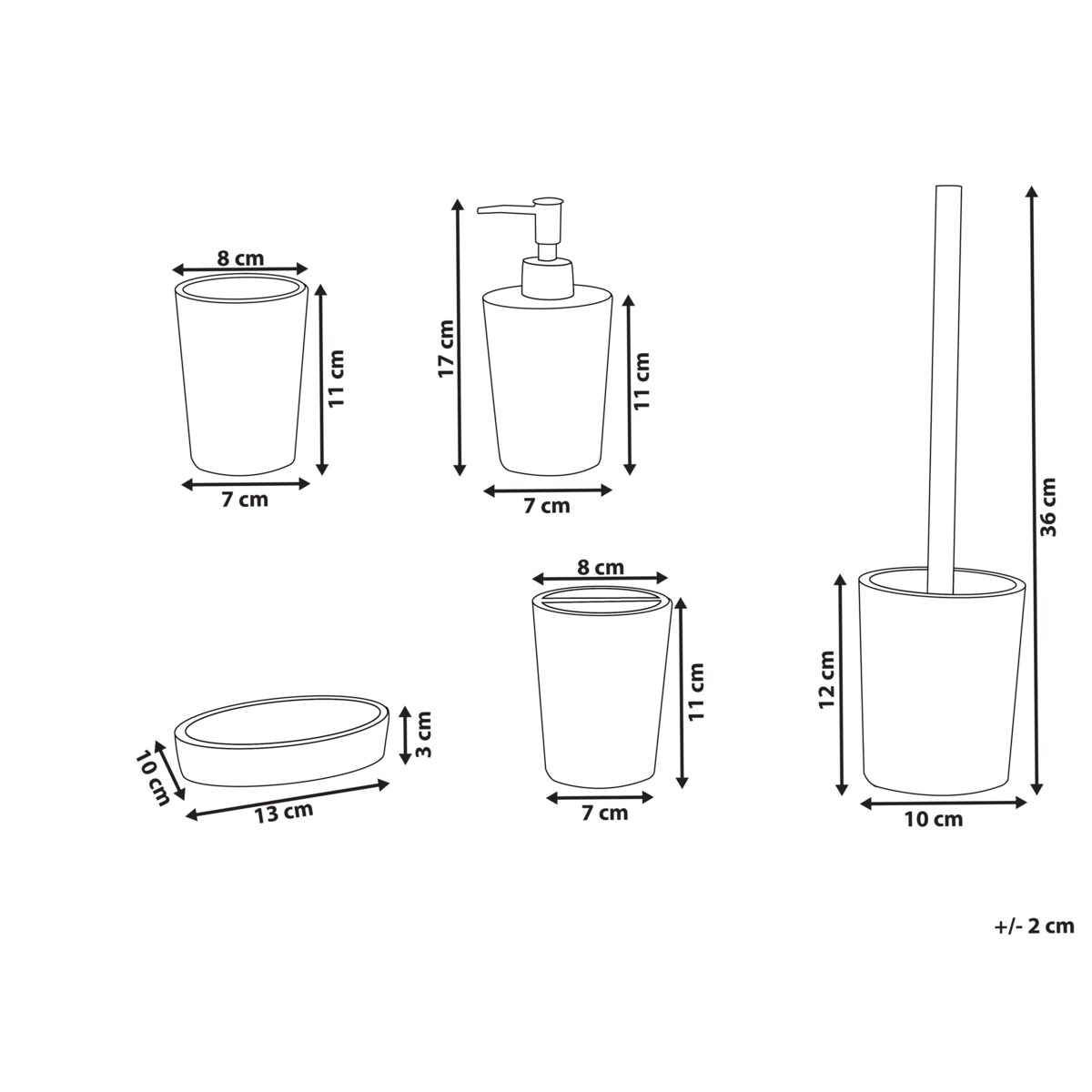 Zestaw akcesoriów łazienkowych 5 elementów LIRCAY Czarny/ biały