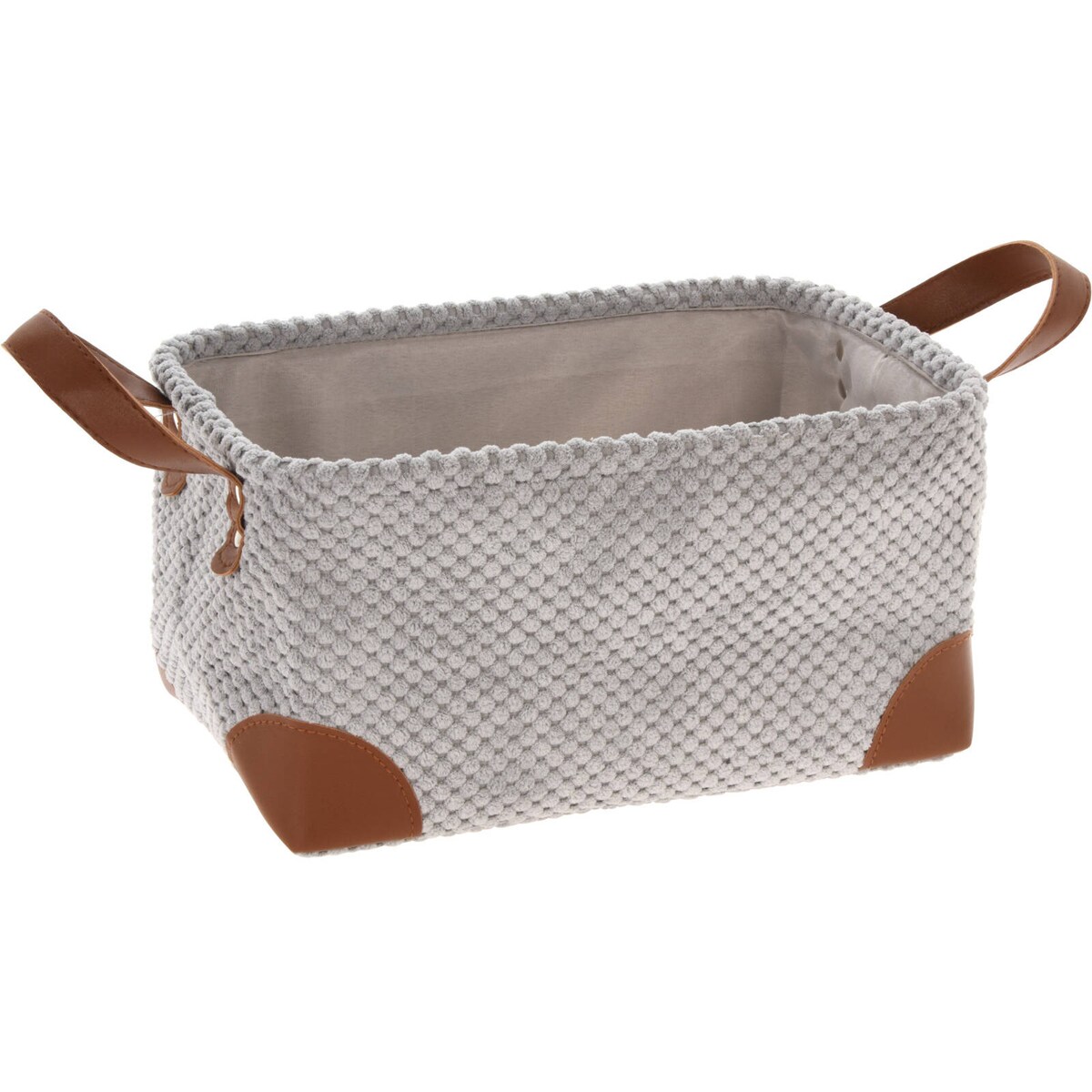 Koszyk do przechowywania, sztruks z uchwytami, 30 x 20 x 15 cm