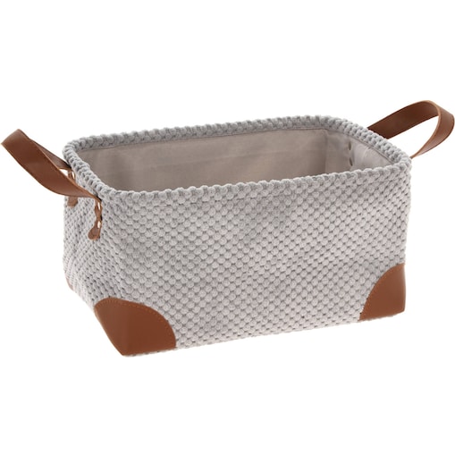 Koszyk do przechowywania, sztruks z uchwytami, 30 x 20 x 15 cm