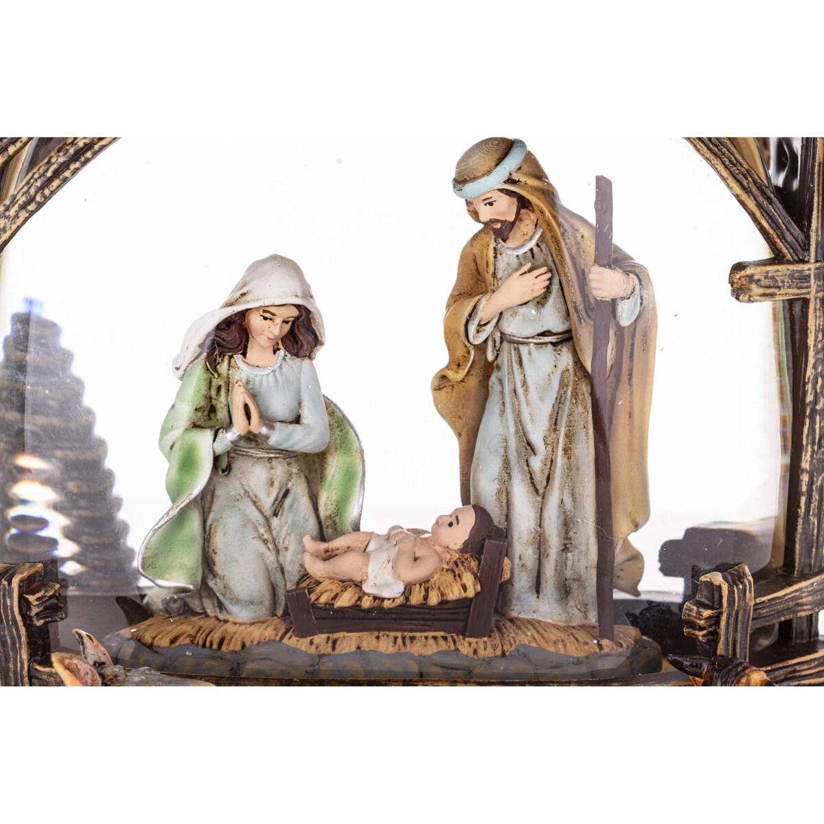 Dekoracja świąteczna LED i pozytywka - szopka w kuli 20x21x10 cm GORDALINA