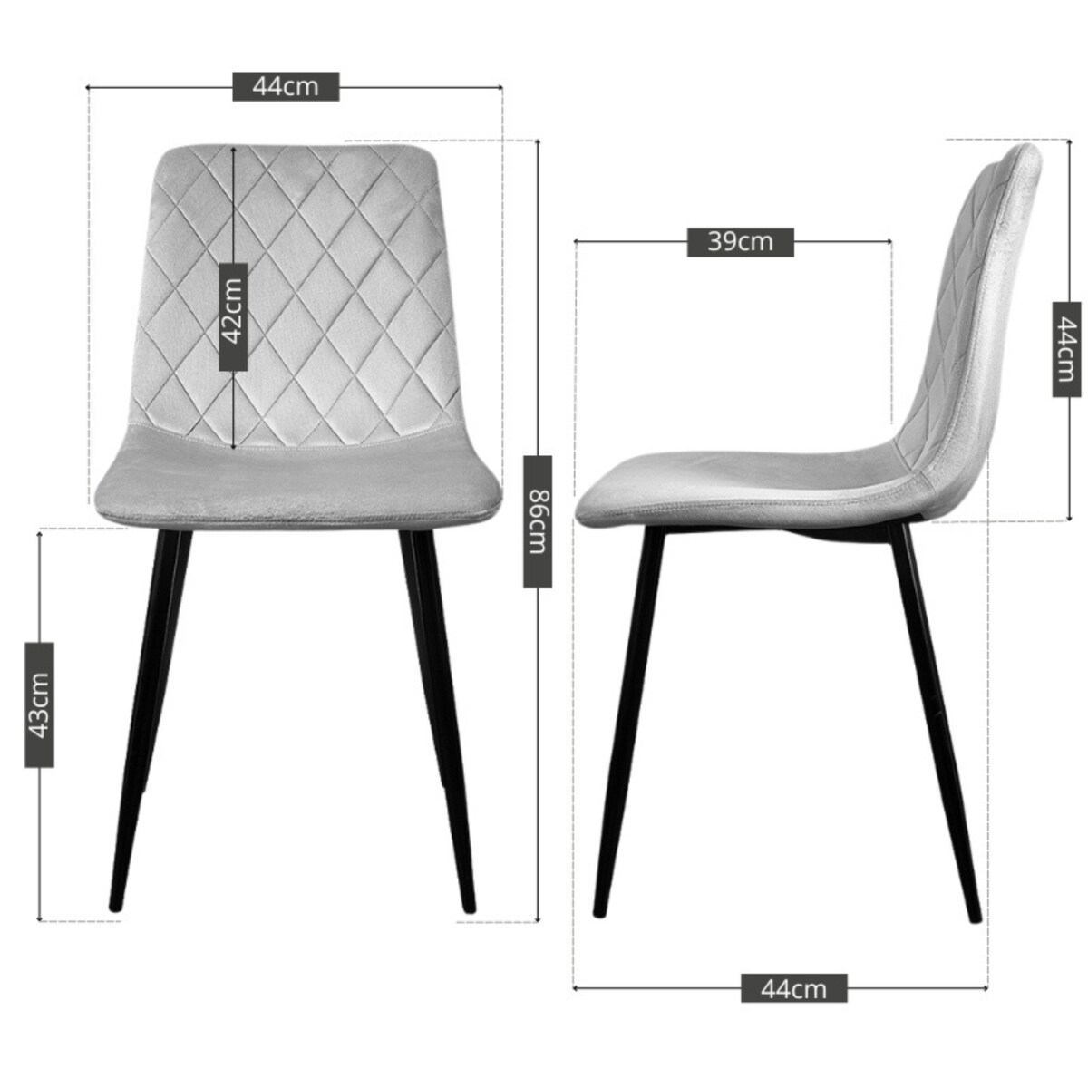 Krzesło szare tapicerowane pikowane welurowe nowoczesne wygodne velvet