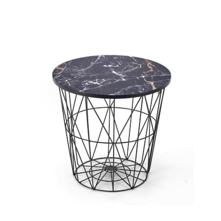 STOLIK KAWOWY Rissa czarny/czarny MARMUROWY WZÓR okrągły