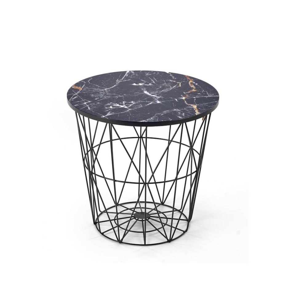 STOLIK KAWOWY Rissa czarny/czarny MARMUROWY WZÓR okrągły
