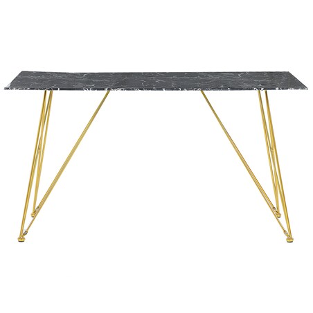 Stół do jadalni KENTON Czarny marmur 140 cm 80 cm Szkło hartowane